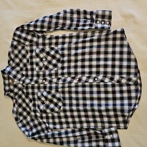 Men's Black and White Western Checkered Shirt